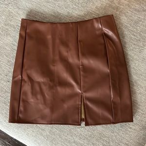 NWOT SHEIN Brown Leather Mini Skirt